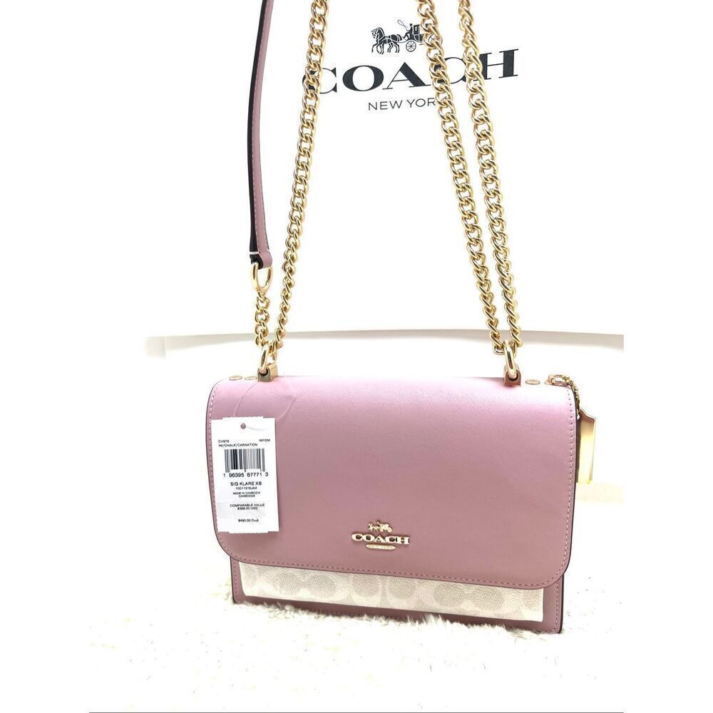 🔥🎁Coach Klare Crossbody Handbag Chalk/Carnation CV978 Msrp:$398.00